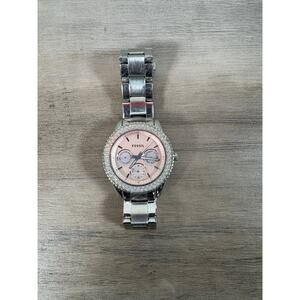 Fossil Pink Face Stainless Steel Band Women's Watch- Needs Battery- EUC